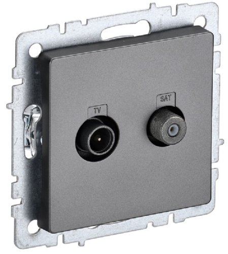 Розетка TV+SAT Оконечная без рамки IEK Brite РТВ/РСп12-БрС 2-м. сталь картинка